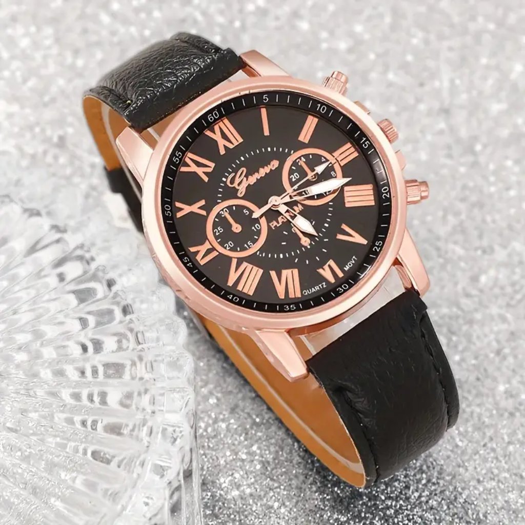 Black And Rose Gold Watch